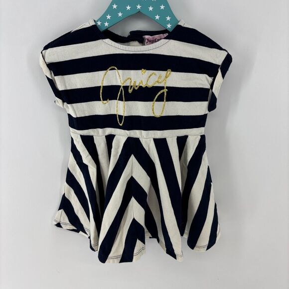 Juicy Couture Other - Juicy Couture girls white blue striped dress 18-24 mo